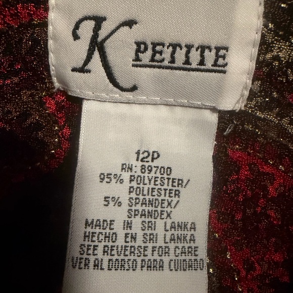K Petite Vintage Red/Gold Button Up Paisley Blazer Jacket size 12P - Picture 10 of 10